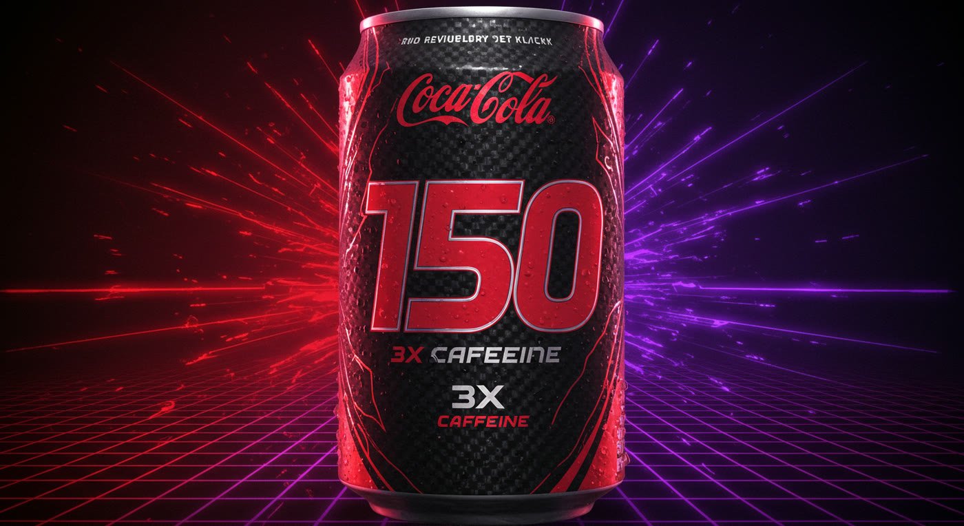 Lata Coca-Cola 150 con rayos de luz roja